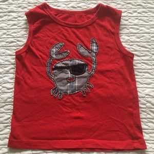⭐️ Plaid Cotton Pirate Crab on Red Knit Tank Top